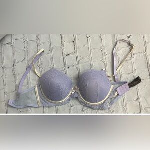 Pretty Essentials Womens Bra 34C Lavender Lace Push Up Underwire Smooth NWOT